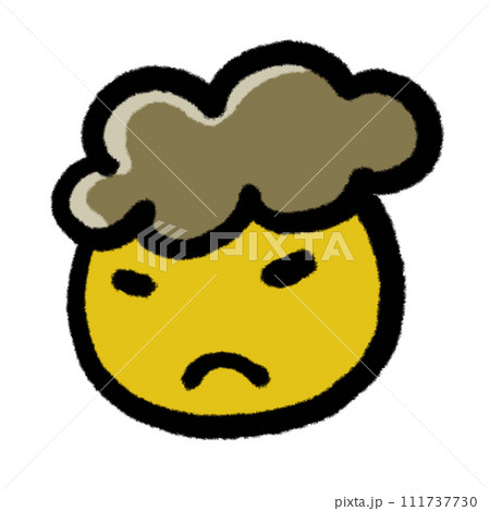 不機嫌な顔のアフロヘア 黄色 111737730