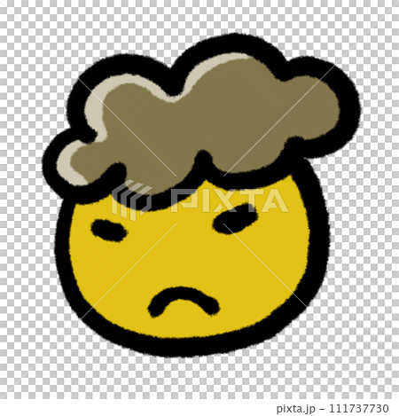 不機嫌な顔のアフロヘア 黄色 111737730