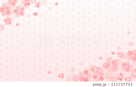 春 水彩風の桜と ピンクの和柄 背景 春 水彩風の桜と ピンクの和柄 背景 111737753