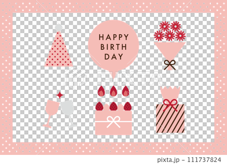 生日卡片設計與粉紅蛋糕 111737824