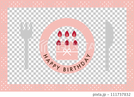 草莓蛋糕簡單生日卡插畫 111737832