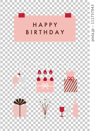 帶有夾子的粉紅紙生日卡設計 111737843