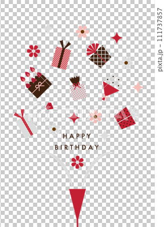 生日卡，附餅乾、禮物和蛋糕 111737857