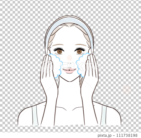 たっぷりの泡で洗顔する女性 111738198