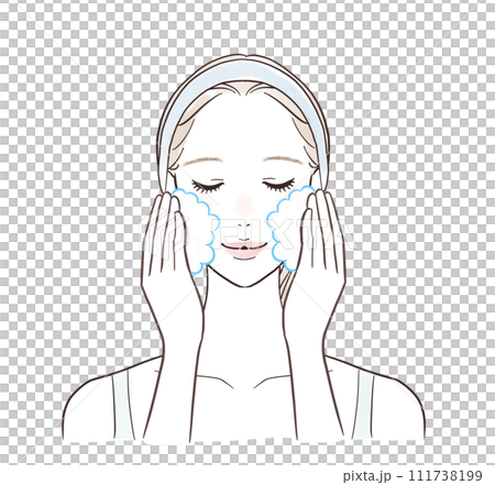 たっぷりの泡で洗顔する女性 111738199