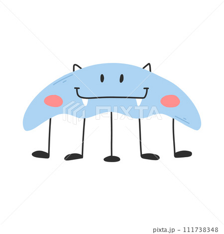 Cute monster in flat style. Hand drawn baby monster. Vector illustration. Kids monster isolated on white background. 111738348