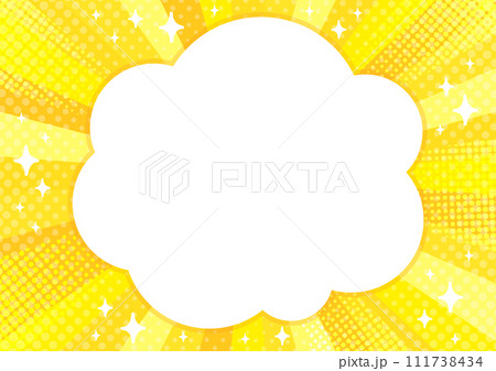 集中線とドットと雲型フレームの黄色い背景素材 111738434