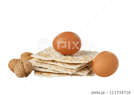 PNG, Matzo, nuts and egg, isolated on white background 111738716