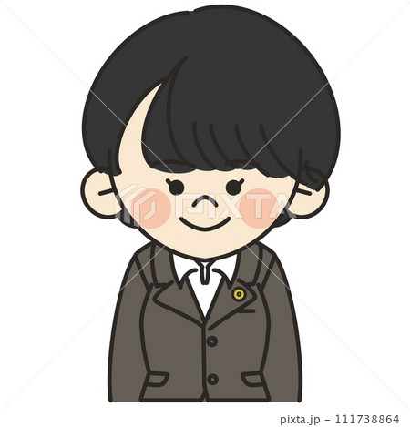 ショートヘアーの弁護士の女性が正面を向いているイラスト 111738864