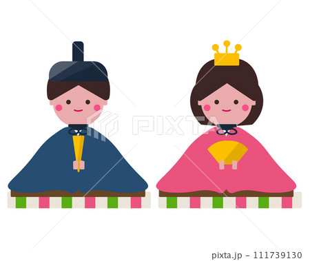 お内裏様とお雛様。ひな祭り。ベクターイラスト	 111739130