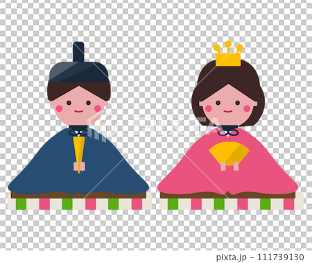 お内裏様とお雛様。ひな祭り。ベクターイラスト	 111739130