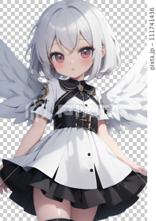 Illustration of an angelic white-haired girl 111741436