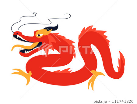 Red Chinese dragon - modern flat design style single isolated image Red Chinese dragon - modern flat design style single isolated image 111741820