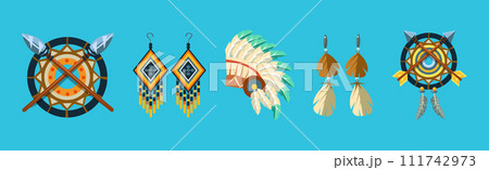Ethnic Indian Symbol and Tribal Object Vector Set Ethnic Indian Symbol and Tribal Object Vector Set 111742973