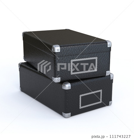 Two black storage boxes 3D 111743227