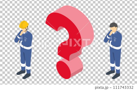 Isometric illustration: worker thinking 111743332