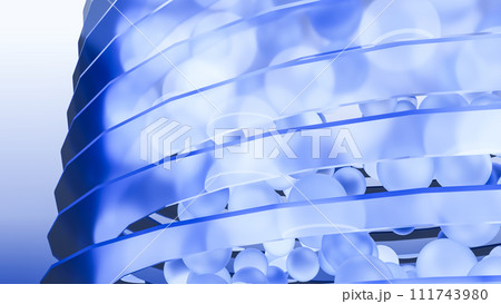 CG　浮遊するガラスの玉とガラスの輪の背景素材 111743980