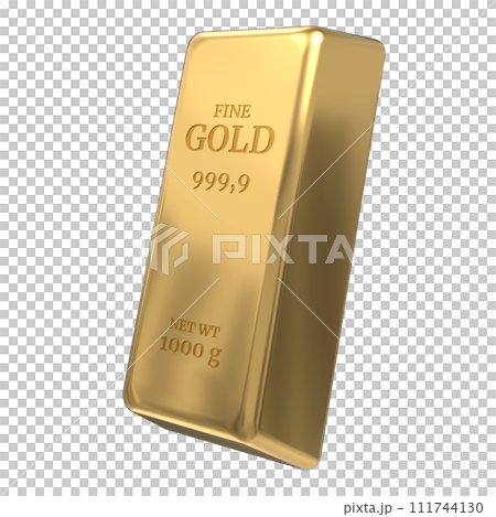 Gold bar. 1kg gold bullion. Shiny gold bar. 3D rendering illustration of gold bar. Business financial banking concept 111744130