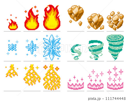 RPG風ドット絵 魔法 エフェクトセット RPG風ドット絵 魔法 エフェクトセット 111744448