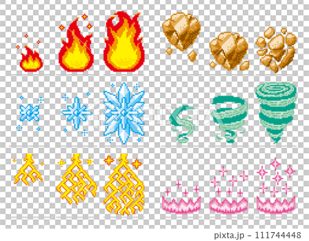 RPG風ドット絵 魔法 エフェクトセット RPG風ドット絵 魔法 エフェクトセット 111744448