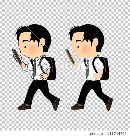 Working man walking and using smartphone_Simple illustration set 111744725