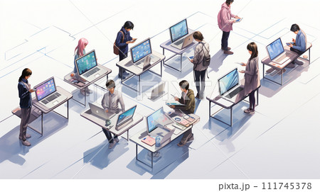 コンピューターと人間の交流：人がデバイスを操作する、情報交換の様子