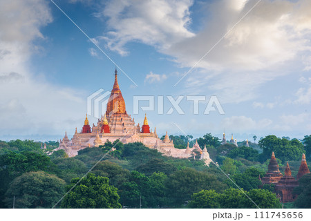 Bagan, Myanmar ancient temple Landscape with Ananda Temple 111745656