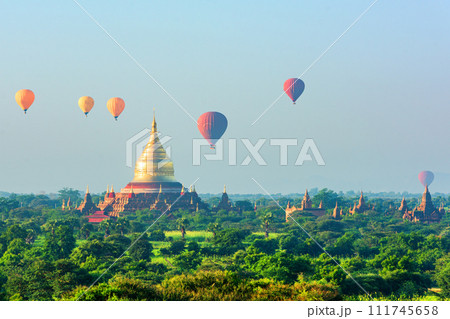Bagan, Myanmar with Balloons 111745658