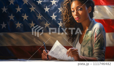 American Citizen Contemplating Vote 111746482