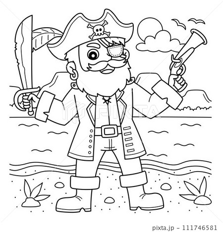 Pirate Captain Coloring Page for Kids 111746581