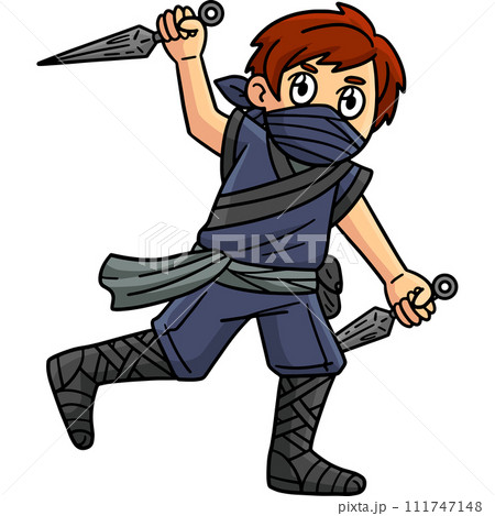 Ninja with a Kunai Cartoon Colored Clipart  Ninja with a Kunai Cartoon Colored Clipart  111747148