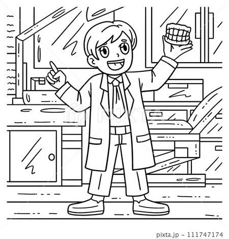 Dentist Holding Dentures Coloring Page for Kids Dentist Holding Dentures Coloring Page for Kids 111747174