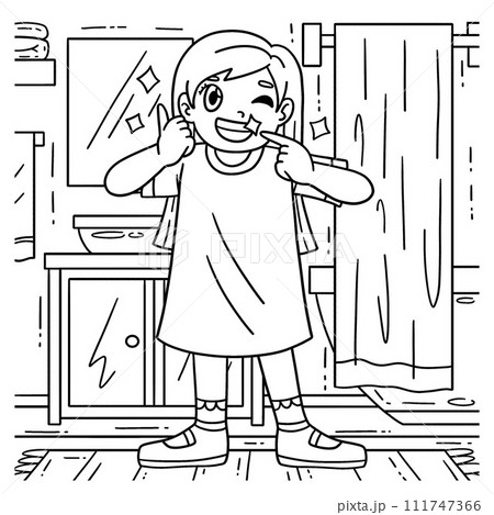 Dental Care Child with Sparkling Teeth Coloring Dental Care Child with Sparkling Teeth Coloring 111747366