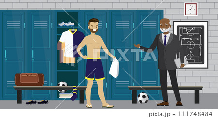 football player and coach,open and closed lockers 111748484