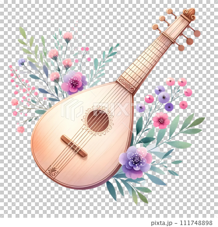 Lute Musical instrument with flowers 111748898