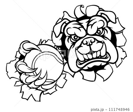 Bulldog Dog Animal Tennis Ball Sports Mascot Bulldog Dog Animal Tennis Ball Sports Mascot 111748946