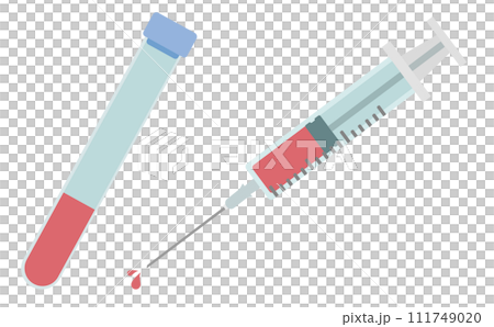 注射器と採血管のイラスト 注射器と採血管のイラスト 111749020