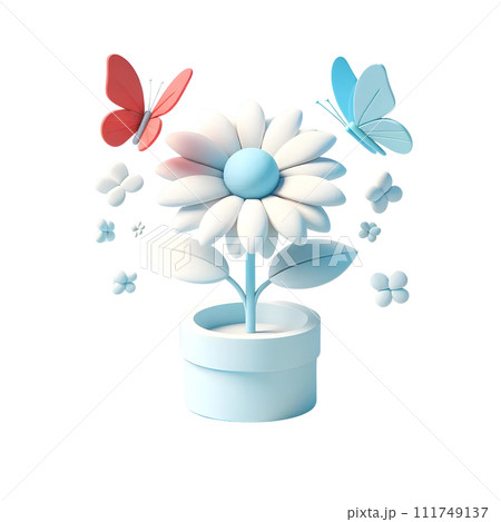 3d flowers in a pot 111749137