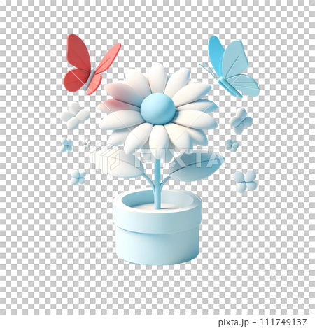 3d flowers in a pot 111749137