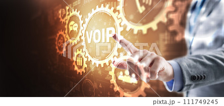VoIP Voice over IP Telecommunication concept. Concept of voip telecommunication 111749245