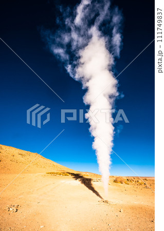 Geyser in sunshine Bolivian desert Geyser in sunshine Bolivian desert 111749837