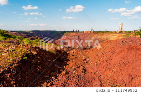 Trucks at open-cast mine in Kryvyi Rih, Ukraine 111749952