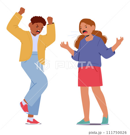 Furious Children Characters Unleash Piercing Screams, Their Voices Clashing In A Cacophony Of Frustration And Anger Furious Children Characters Unleash Piercing Screams, Their Voices Clashing In A Cacophony Of Frustration And Anger 111750026
