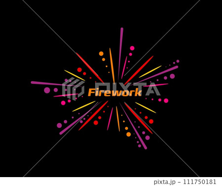Carnival firecracker or firework icon of birthday event confetti for fiesta party, vector emblem. Firework sparks or firecracker burst of dots and lines pattern for entertainment event company 111750181