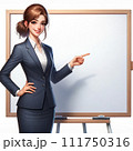 ホワイトボードを指さす女性 111750316