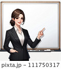 ホワイトボードを指さす女性 111750317
