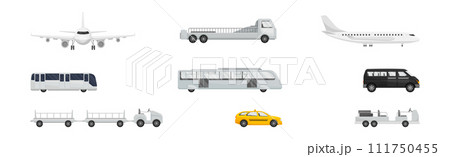 Airport Transport and Vehicles Side View Vector Set 111750455