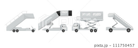Airport Transport and Vehicles Side View Vector Set Airport Transport and Vehicles Side View Vector Set 111750457