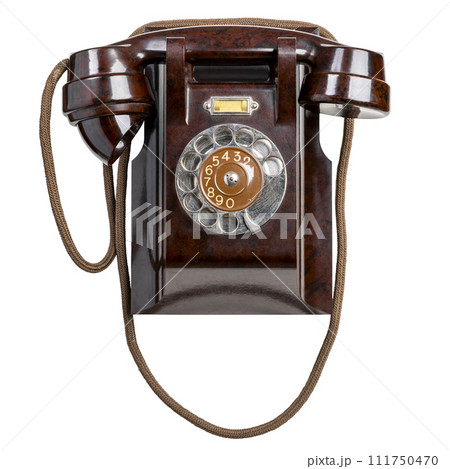 old vintage Bakelite telephone isolated on white old vintage Bakelite telephone isolated on white 111750470