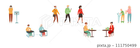 Coronavirus with People Characters Engaged in Protective Measure Vector Set Coronavirus with People Characters Engaged in Protective Measure Vector Set 111750499